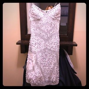 Aidan Mattox White And Silver Dress